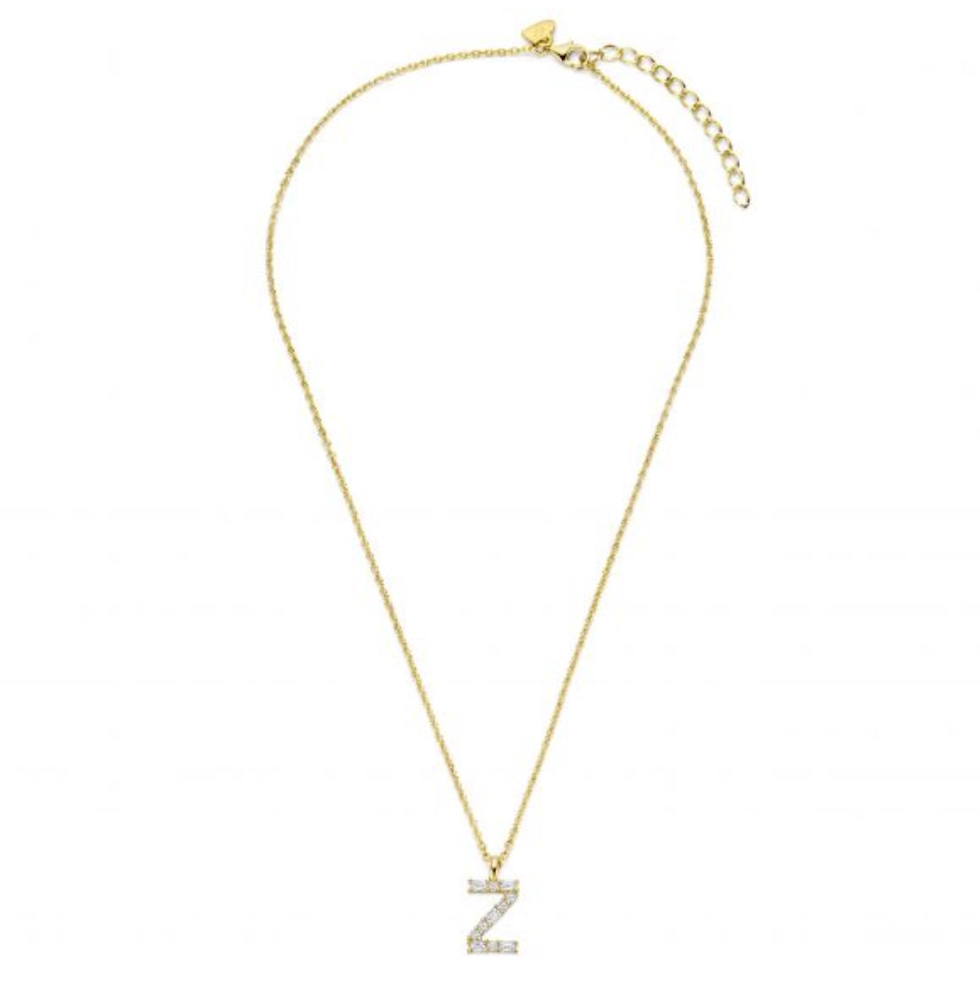 Buchstabencollier mit Zirkonia – 925er Silber vergoldet – Individualisierbar