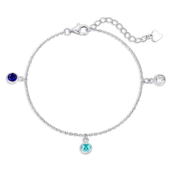 Armband aus 925er Silber mit Zirkonia – rhodiniert, weiß & blau