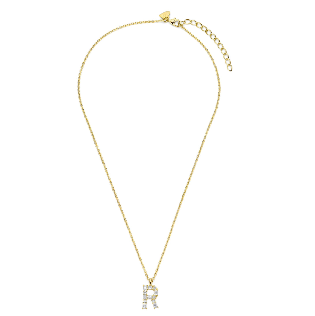 Buchstabencollier mit Zirkonia – 925er Silber vergoldet – Individualisierbar