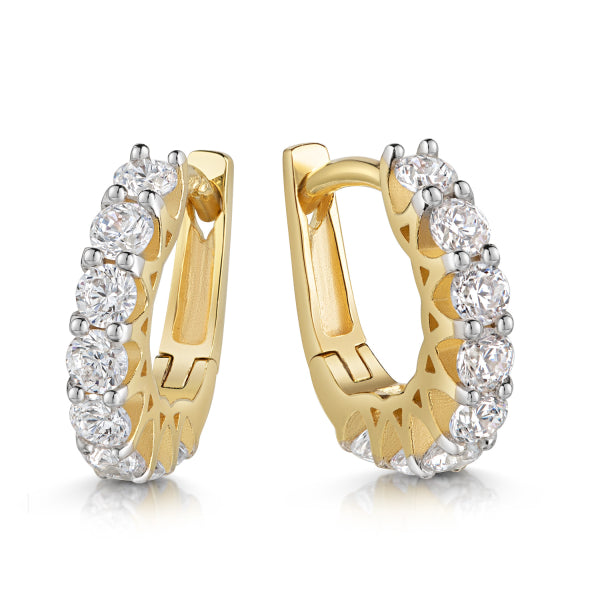 Klappcreolen aus 925er Silber mit Zirkonia – vergoldet & teilrhodiniert