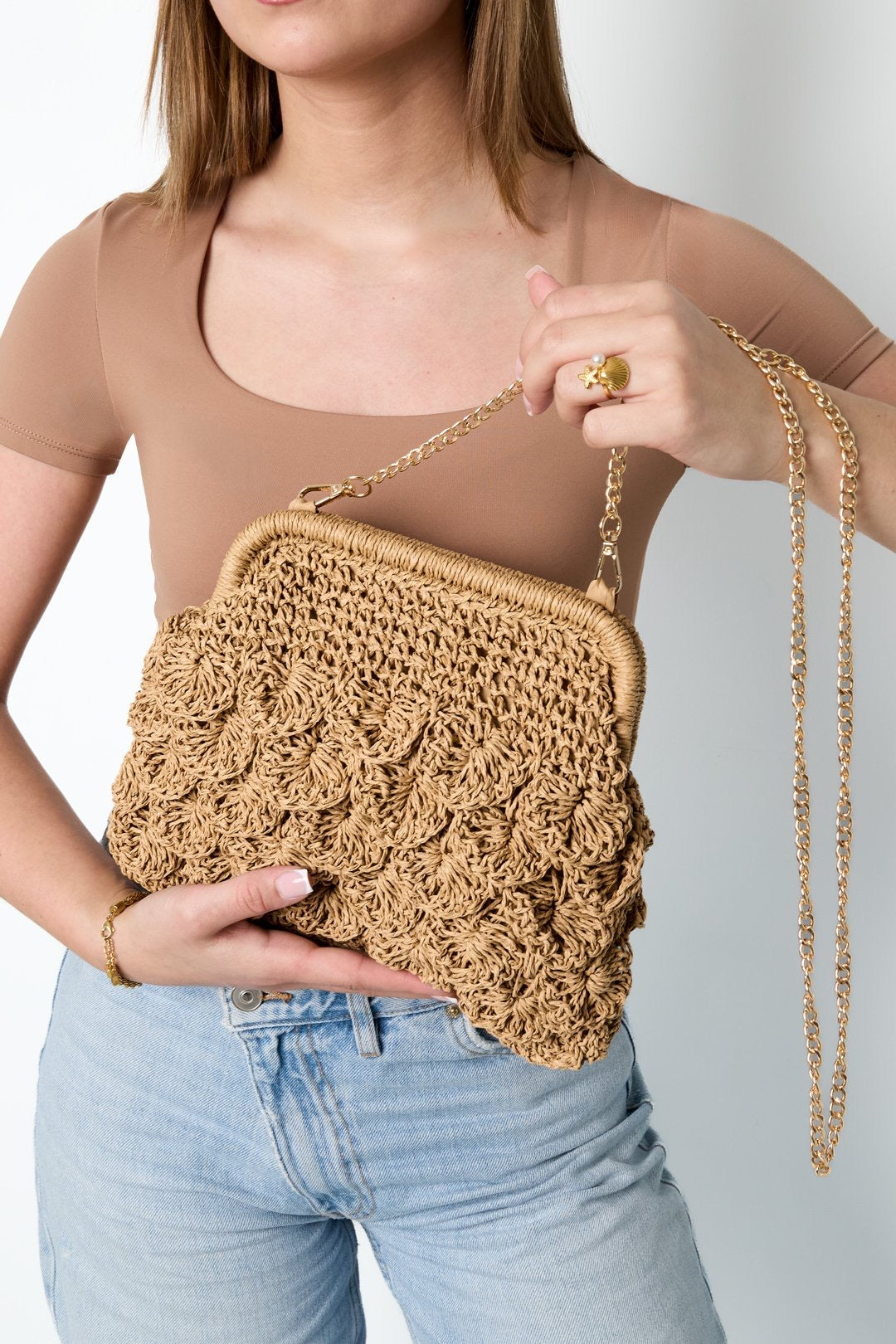 BELLA Strandtasche Strohgeflechtet /Beige