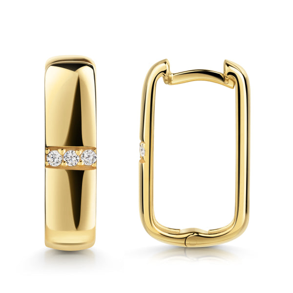 Klappcreolen aus 925er Silber mit Zirkonia – vergoldet, hochglanz