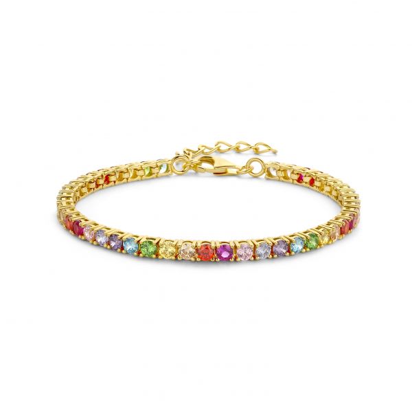 Tennisarmband aus Silber 925 – Multi-Zirkonia – Vergoldet – 16,5+3 cm