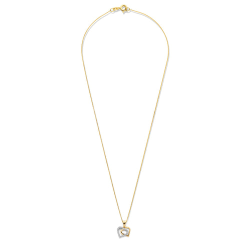 Necklace with heart pendant and 20 cubic zirconia stones in 925 sterling silver, gold-plated – Elegant &amp; Sparkling