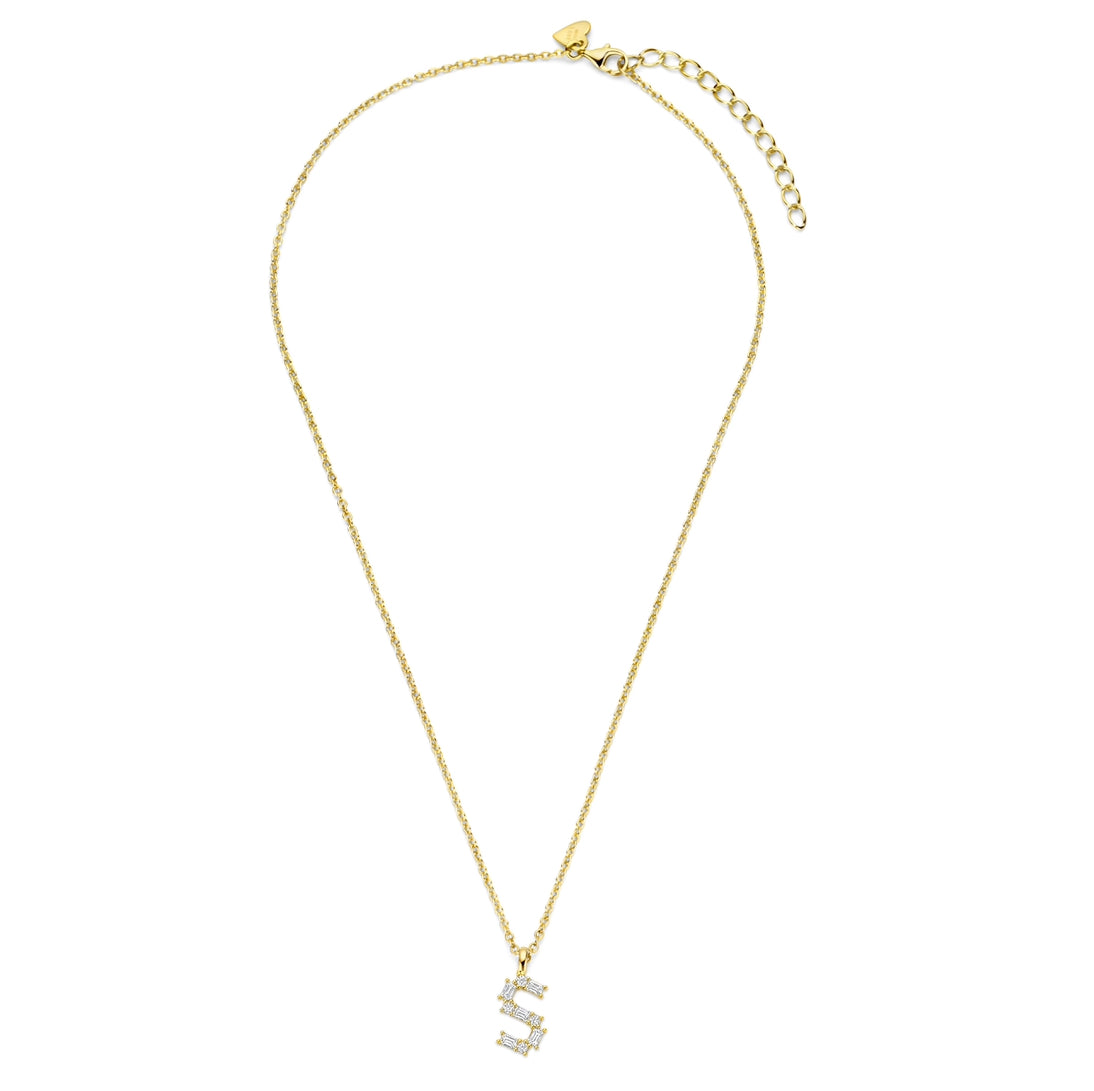 Buchstabencollier mit Zirkonia – 925er Silber vergoldet – Individualisierbar