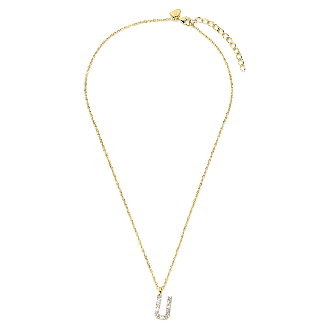 Buchstabencollier mit Zirkonia – 925er Silber vergoldet – Individualisierbar
