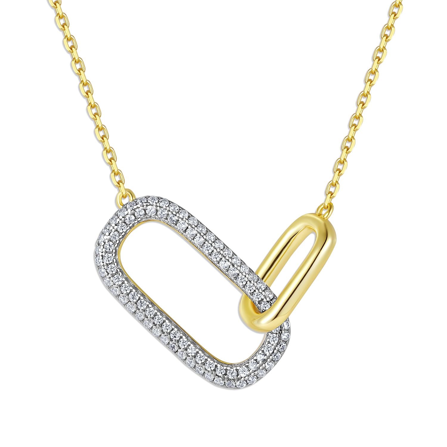 Halskette aus 925 Silber mit Anhänger & Zirkonia – Goldfarben  – 40+5 cm