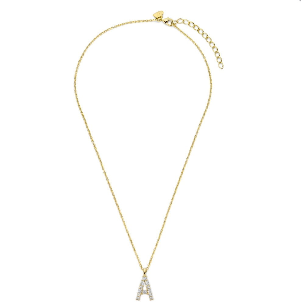 Buchstabencollier mit Zirkonia – 925er Silber vergoldet – Individualisierbar