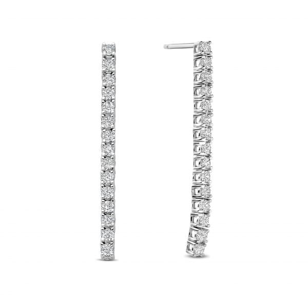 Silberne Ohrhänger mit funkelnden Zirkonia – 35x2 mm – Rhodiniert – 925er Silber