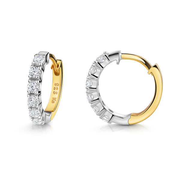 Klappcreolen aus 925er Silber mit Zirkonia – rhodiniert & vergoldet