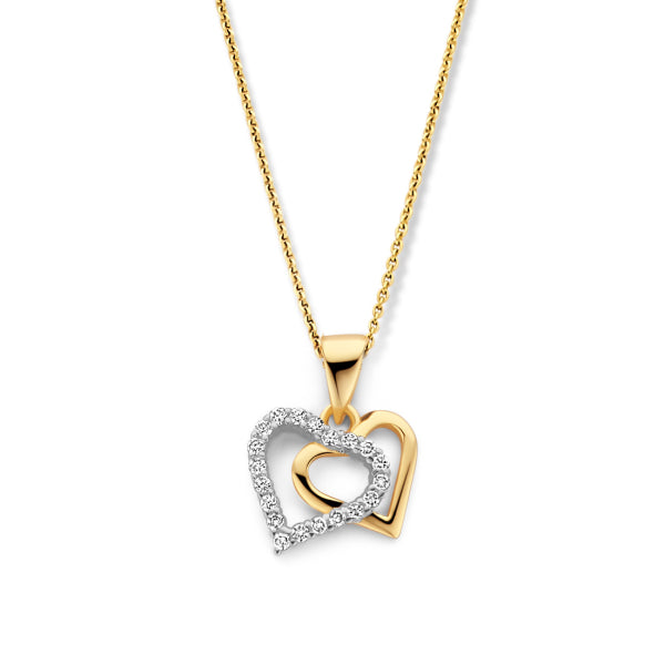 Collier mit Herzanhänger und 20 Zirkonia aus 925er Silber, vergoldet – Elegant & Funkelnd