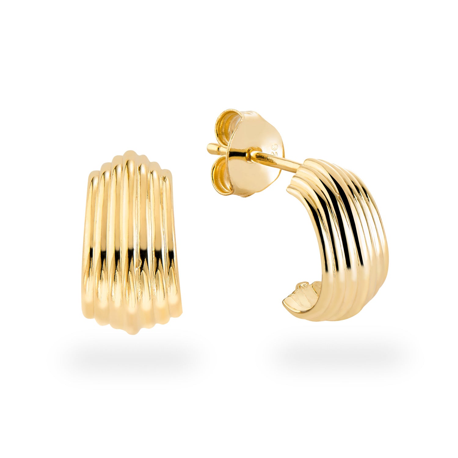 Geriffelte Ohrstecker aus 925er Silber – vergoldet, elegant & zeitlos