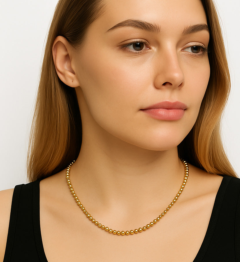 Kugelkette aus Edelstahl – 14 kt IPG-Vergoldung, luxuriös & robust