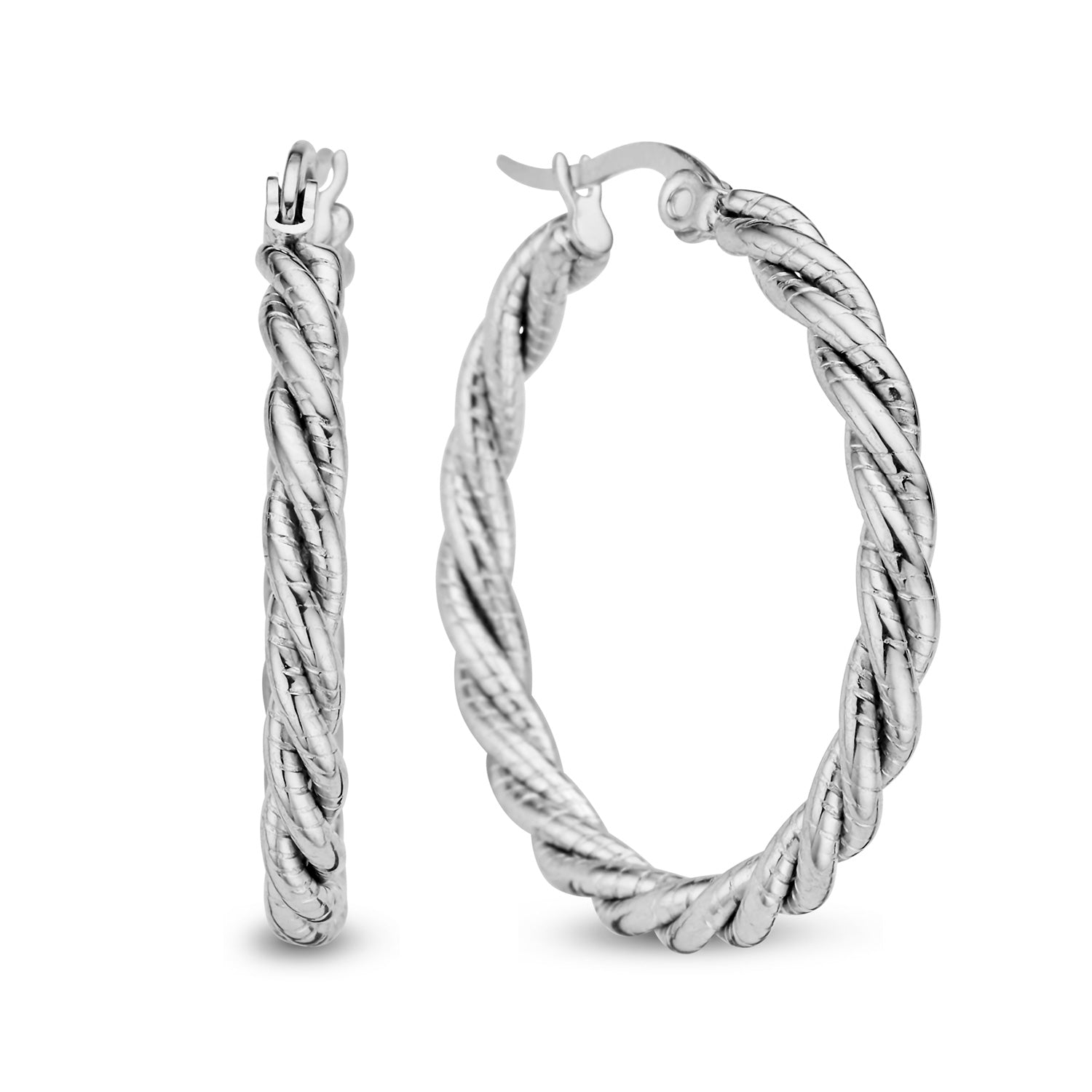 Twisted Creolen aus Edelstahl – Silberfarben, elegant & modern