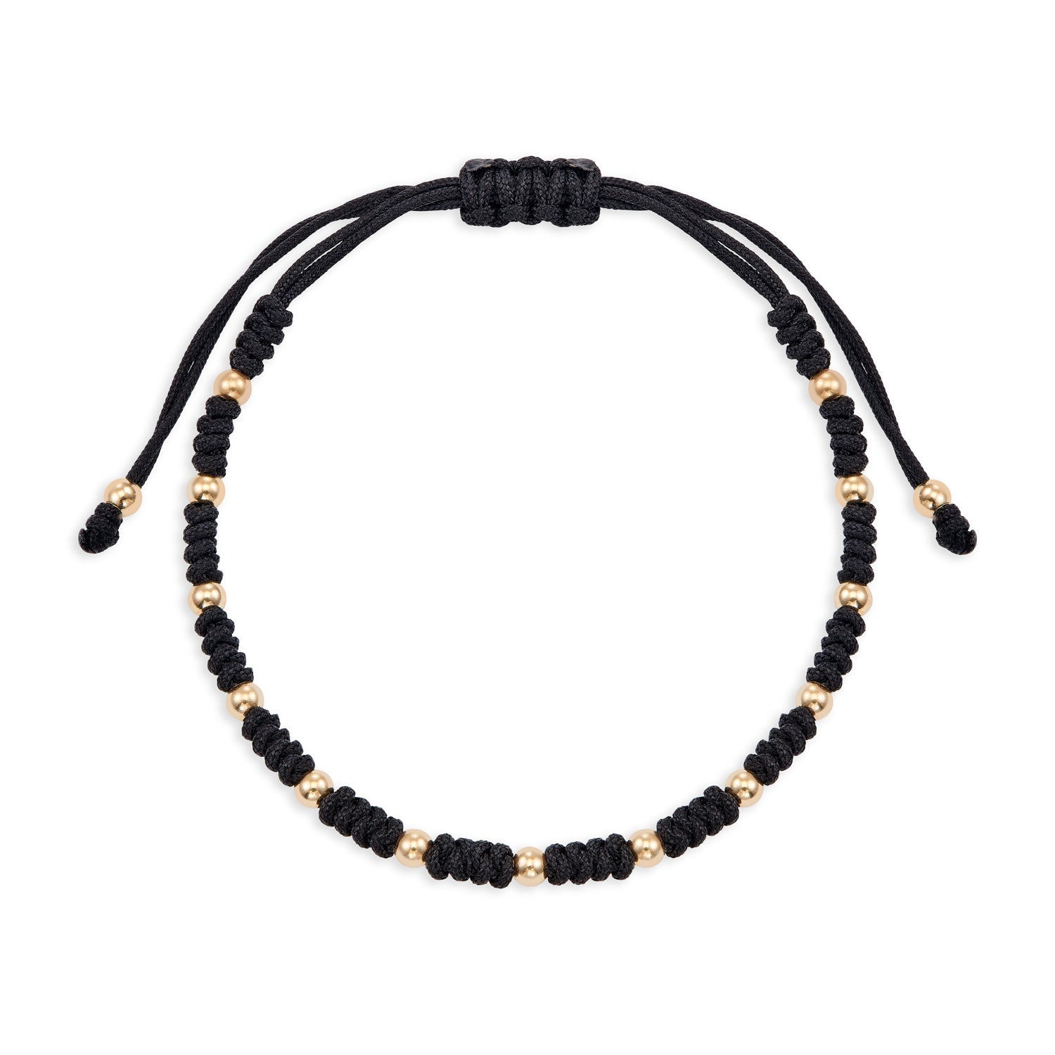 Makramee - Textilarmband mit polierten Goldkugeln – Gold 333