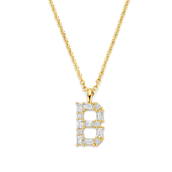 Buchstabencollier mit Zirkonia – 925er Silber vergoldet – Individualisierbar