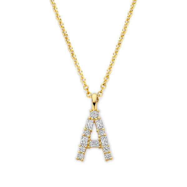 Buchstabencollier mit Zirkonia – 925er Silber vergoldet – Individualisierbar