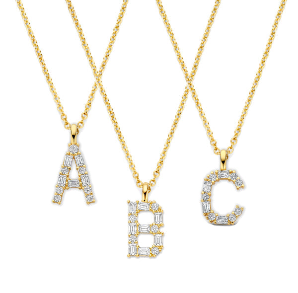 Buchstabencollier mit Zirkonia – 925er Silber vergoldet – Individualisierbar