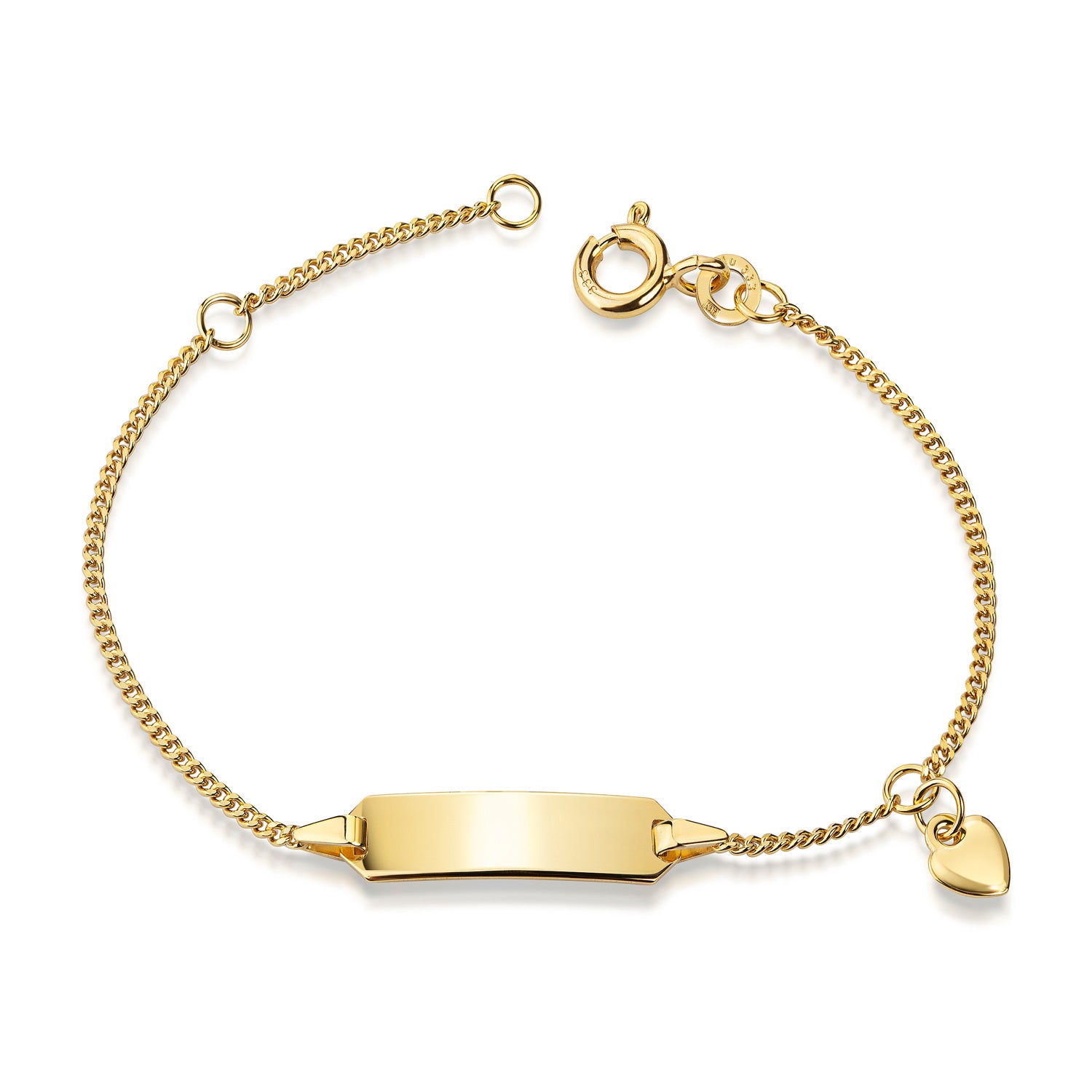 Baby- und Kinder-Schildarmband mit häng. Herz aus 333er Gold – Ab Geburt