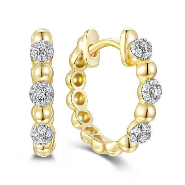 Elegante Rund-Ohrstecker aus 925er Silber mit Zirkonia – Goldfarben