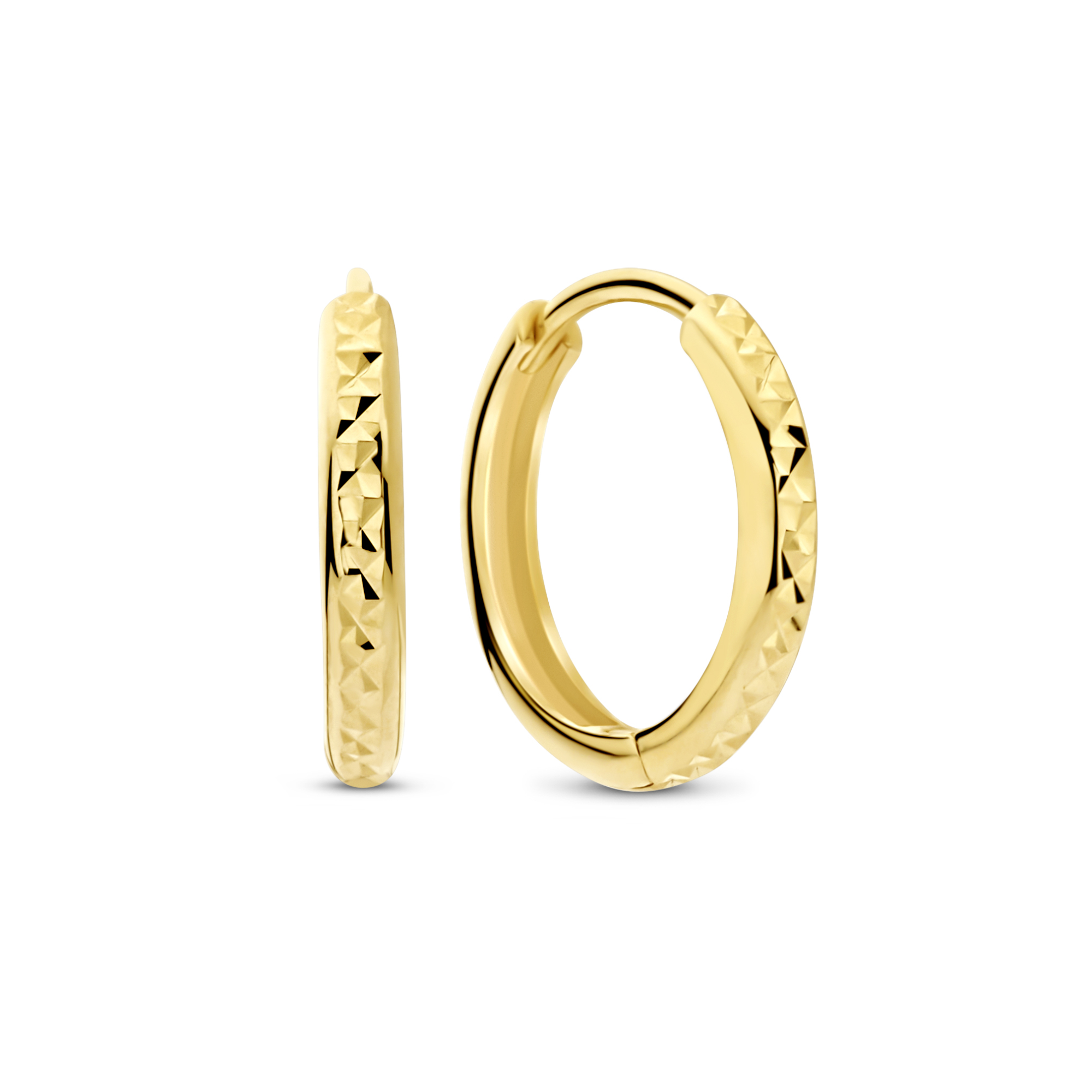 Klappcreolen diamantiert – Gold 585 – Ø 12 mm